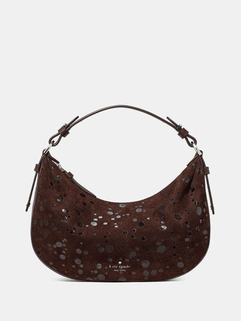 Kate Spade Selene Suede Dots Shoulder Bag Hot Fudge